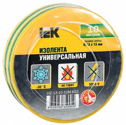Изолента ПВХ 0,13х15мм желто-зеленая 10м IEK