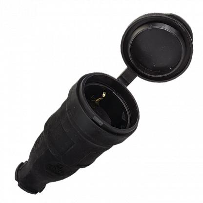 Розетка переносная 16А IP44 230В 2P+PE с защ. крышкой каучук Basic EKF