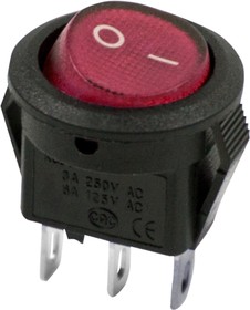 Выключатель клавишный круглый 250В 3А (2с) ON-OFF Micro RWB-105 SC-214 красн. Rexant 36-2511