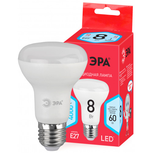 Лампочка светодиодная ЭРА RED LINE ECO LED R63-8W-840-E27
