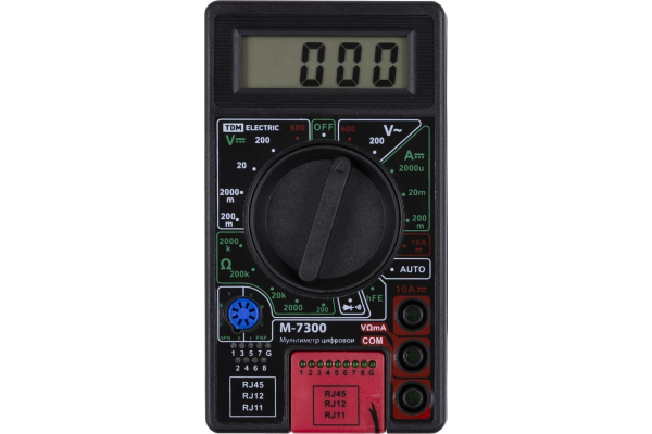 Мультиметр цифровой серия "МастерЭлектрик" М-7300 (каб.тестер RJ-11,12,45) TDM