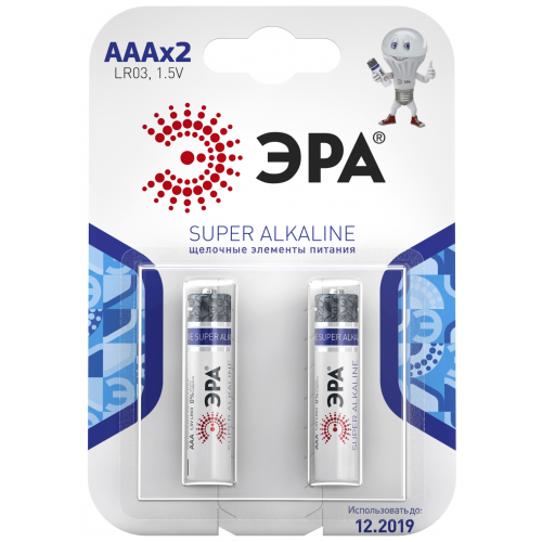 Батарейки ЭРА LR03-2BL AAA SUPER Alkaline блистер 2шт. (цена за шт.) уп.60шт