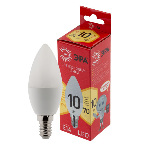 Лампочка светодиодная ЭРА RED LINE LED B35-10W-827-E14 R