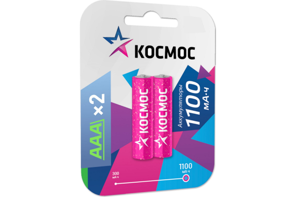 Аккумулятор R03 (АAA) Ni-Mh 1100MAh BL2 Космос