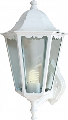 Светильник садово-парковый Feron 6101 шестигранный на стену вверх 60W E27 230V, белый