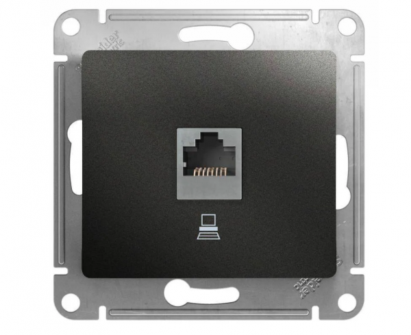 Механизм розетки комп. 1-м Glossa RJ45 CAT.5E антрацит SchE
