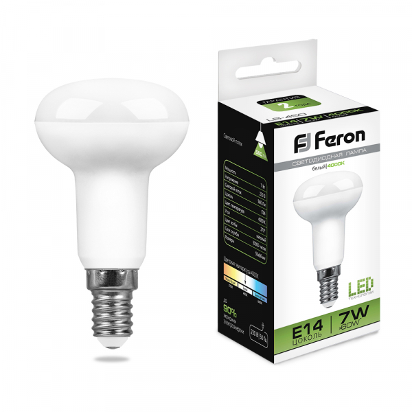 Лампа светодиодная Feron LB-450 R50 E14 7W 4000K 230V