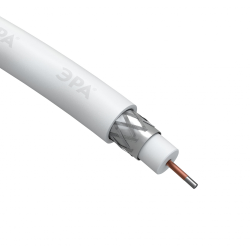 Кабель коаксиальный ЭРА RG-6U, 75 Ом, CCS/(оплётка Al 32%), PVC, цвет белый, бухта 100 м, SIMPLE