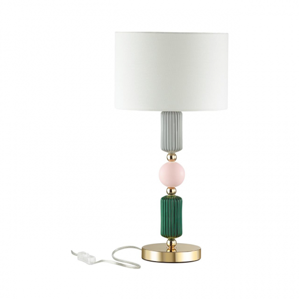 Настольная лампа Odeon Light Classic Candy 4861/1T E27 золото,разноцветн,керамика, абажур 