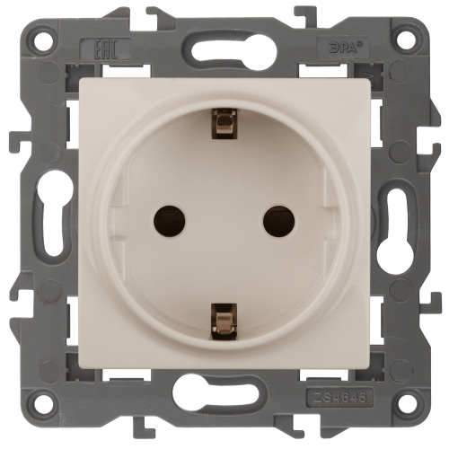 Розетка 14-2102-02 2P+E Schuko со шторками 16A-250В, IP20, Elegance сл.кость ЭРА