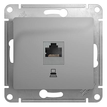 Механизм розетки комп. 1-м СП Glossa RJ45 CAT.5E алюм. SchE