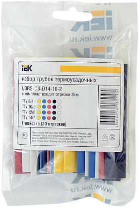 Набор трубок термоусадочных тонкостен. ТТУ 2/1; 4/2; 6/3; 8/4; (ЖЗ; С; К; Ч) 20х8 разноцвет. IEK