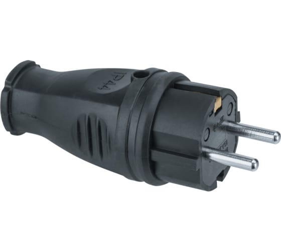 Вилка Navigator 61 368 NCA-PLR02-16A-E-IP44-BL прямая с заземлением каучук черная 61368 Navigator