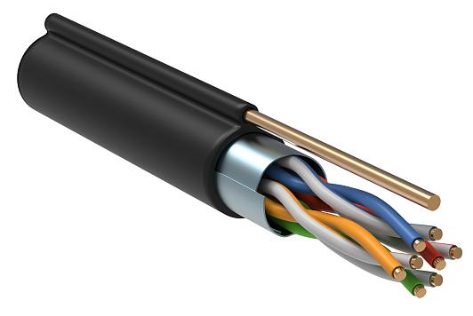Кабель витая пара F/UTP Cat 5e 4х2х24AWG LDPE для наружной прокладки трос 1.2мм 