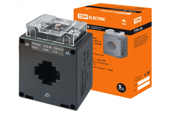 Трансформатор тока измерительный ТТН 30/300/5-5VA/0.5 TDM