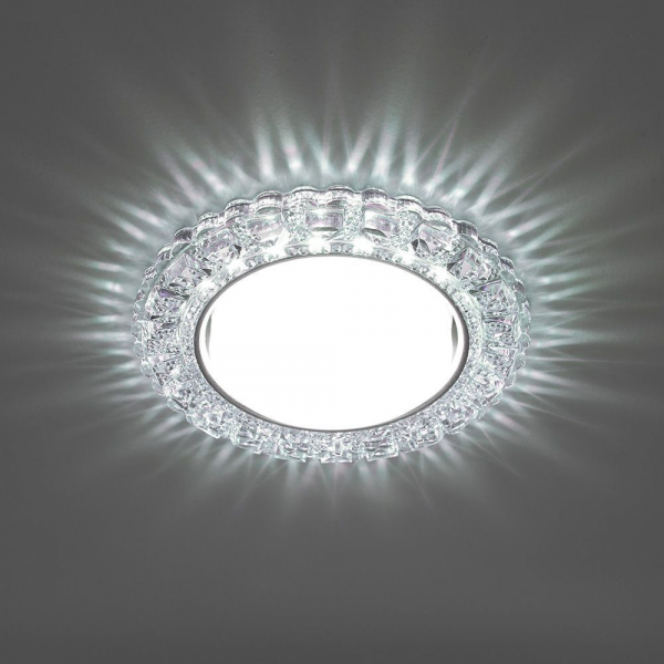 Светильник встраиваемый с белой LED подсветкой Feron CD4045 GX53 прозрачный, хром, 20LED*2835 6400K