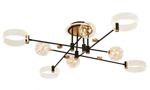 Потолочный светильник LED4U L3110-8 черный/золото LED 60Вт 3000-6500К пульт 1260*250мм