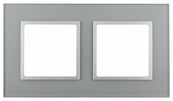 Рамка 2-м 14-5102-03 стекло Elegance алюминий+алюм ЭРА