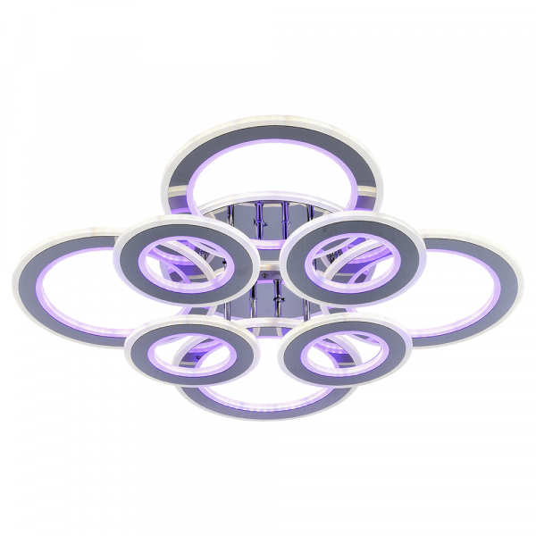 Люстра светодиодная Profit Light 8005/4+4 CHR 214W+168W BL+YL 3000-6000K пульт