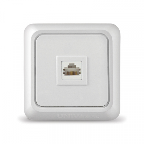 *Розетка компьютерная одноместная "UNIVersal" серия "Олимп",о/у, 1А, RJ45, белая (еврослот)