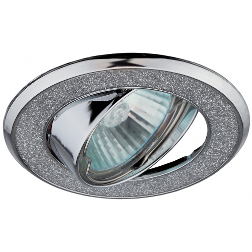Светильник DK18 CH/SH SL ЭРА "круглый со стеклянной крошкой" MR16,12V/220V, 50W, хром/серебро
