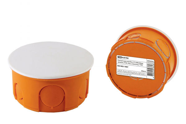 Коробка распаячная СП D80х40мм, крышка, IP20, инд. штрихкод, TDM
