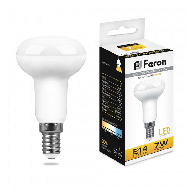 Лампа светодиодная Feron LB-450 R50 E14 7W 2700K 230V