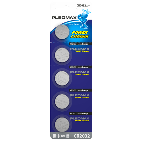 Батарейки Pleomax CR2032-5BL Lithium цена за шт.