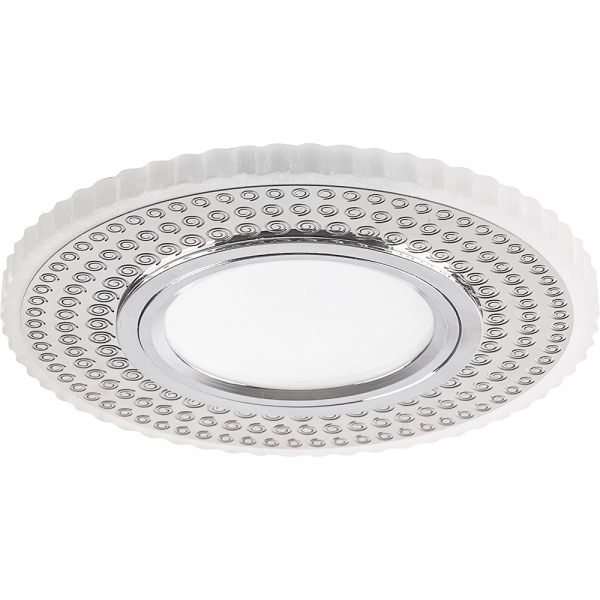 *Светильник встраиваемый с белой LED подсветкой Feron CD957 MR16 G5.3 белый, хром, 15LED*2835 4000K