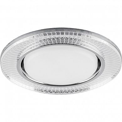 Светильник встраиваемый с белой LED подсветкой Feron CD4038 GX53 прозрачный, хром, 20LED*2835 4000K