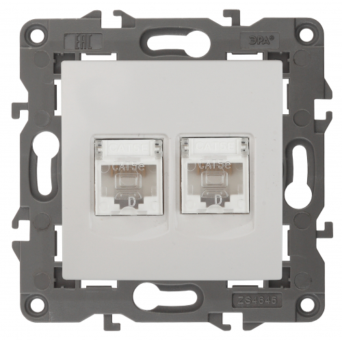Розетка 14-3108-01 2хRJ45, IP20, Elegance бел. ЭРА