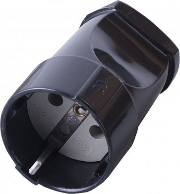 Розетка STEKKER PST16-40-200 переносная одноместная с заземля., пластик 250В, 16А, IP20, черная