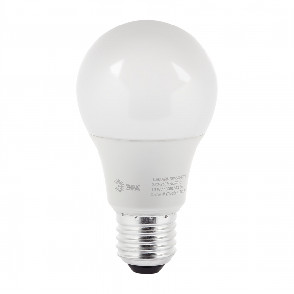 Лампочка светодиодная ЭРА LED A60-10W-840-E27 R E27 / Е27 10 Вт груша нейтральный белый свет