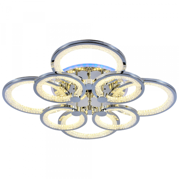 Люстра светодиодная Profit Light 8002/4+4 CHR 192W+8W RGB 3000-6000K пульт