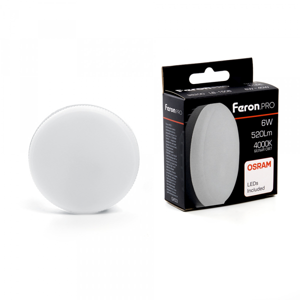 Лампа светодиодная Feron.PRO LB-1506 GX53 6W 4000K OSRAM LED