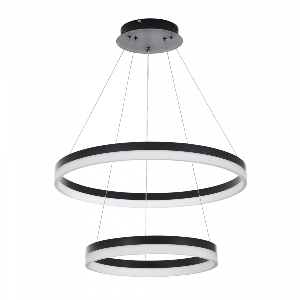 Подвесной светильник LED4U L10823-60-40 BK черный 2 кольца 80Вт пульт 600*900мм