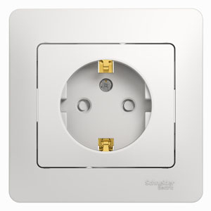 Розетка 1-м СП Glossa 16А IP20 с заземл. защ. шторки в сборе бел. SchE