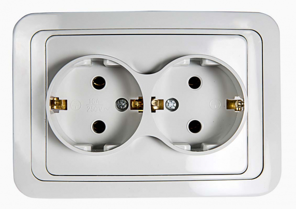 Розетка 2-м Classico с заземл. 2128 бел. ASD / IN HOME