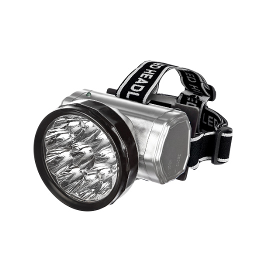 Фонарь налобный аккумуляторный HLA 04M 2W 10LED 200Lm 10ч 2 режима, з/у 230В МЕТАЛЛИК IN HOME