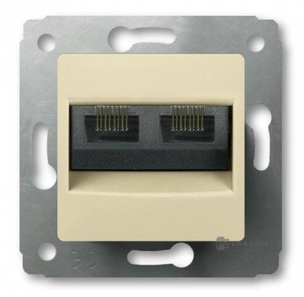 Розетка компьютерная 2хRJ45 (двойная) кат.6, UTP, механизм, слоновая кость Legrand CARIVA 