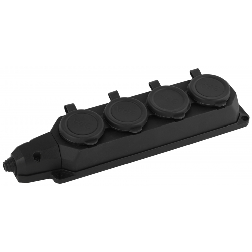 Колодка каучуковая с/з 4гн 16A IP44 черная K-4e-B-IP44 ЭРА