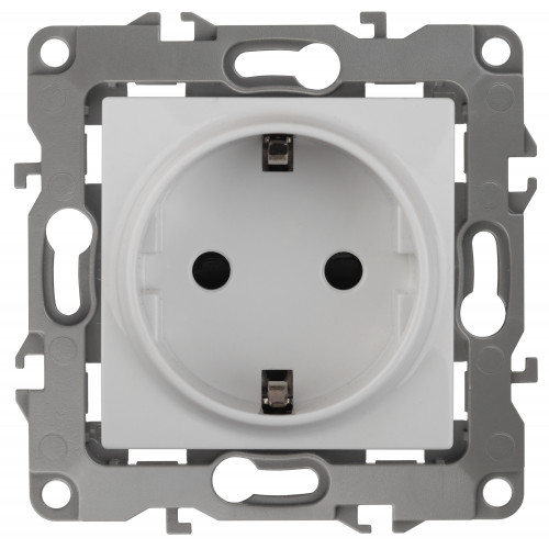 Розетка 2P+E Schuko, 16A-250В, IP20, Эра12, белый ЭРА 12-2101-01 Б0014675