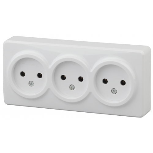 Розетка 3х2P, 16A-250В, IP20, ОУ, Эра Эксперт, белый 11-2207-01 ЭРА 