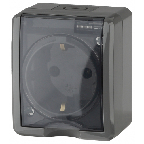 Розетка 2P+E IP54 шторки 16A-250В ОУ серый 11-2402-03 Эксперт ЭРА