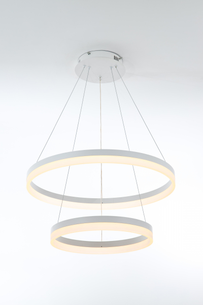 Подвесной светильник LED4U L10823-60-40 WT белый 2 кольца 80Вт пульт 600*900мм