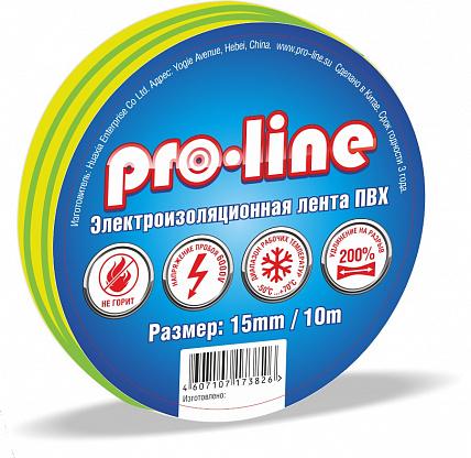Изолента ПВХ желто-зеленая полосатая 19х20м Pro-Line