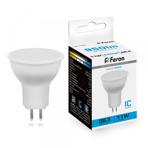 Лампа светодиодная Feron LB-760 MR16 G5.3 11W 6400K 230V