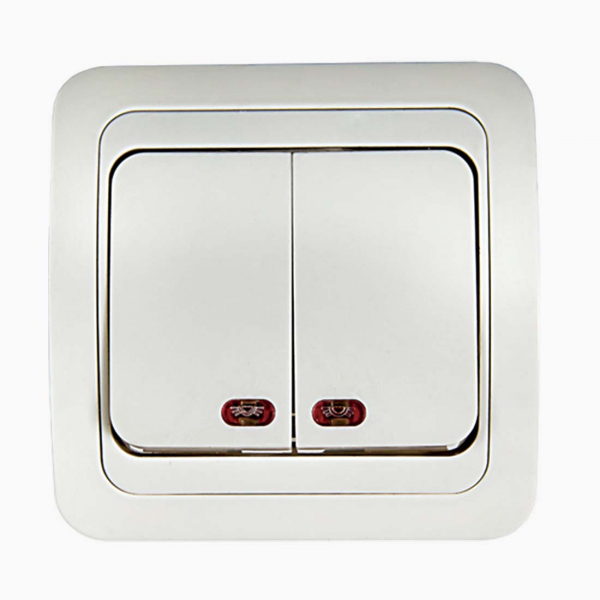 Выключатель 2-кл. СП Classico 10А IP20 с подсветкой 2123 бел. ASD / IN HOME