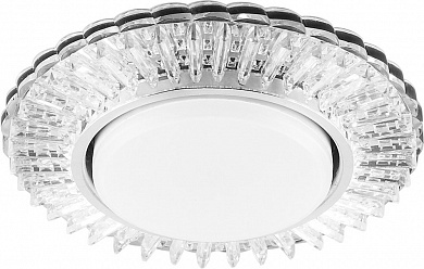 Светильник встраиваемый с белой LED подсветкой Feron CD4025 GX53, прозрачный, хром, 20LED*2835 4000K