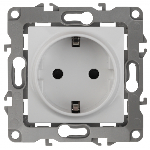 Розетка 2P+E Schuko, 16A-250В 12-2111-01 ЭРА, IP20, винт, Эра12, белый